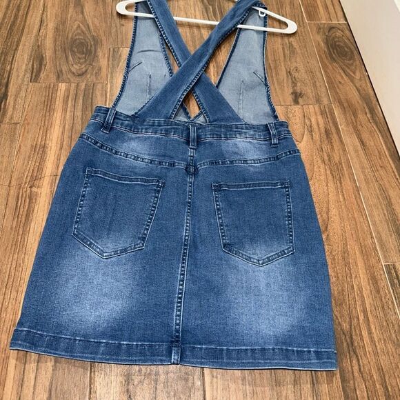 BOUTIQUE EASEL BRAND WOMENS OVERALL DENIM OVERALL DRESS NEW - Picture 4 of 5